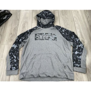 Men Nike Swoosh Therma Fit Pullover Gray Hoodie Size Large XL Sweatshirt